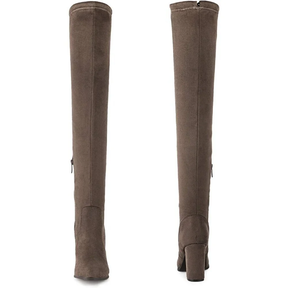Women's Shoo-khaki Thigh High Over The Knee Rounded Toe Fashion Long Boots